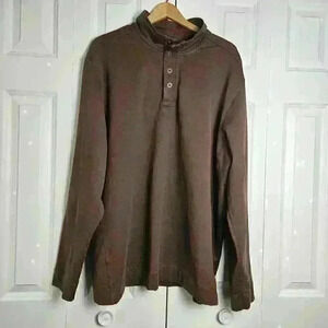 Tommy Bahama Men's Snap Front Mock Neck, Chocolate Brown Size XXL